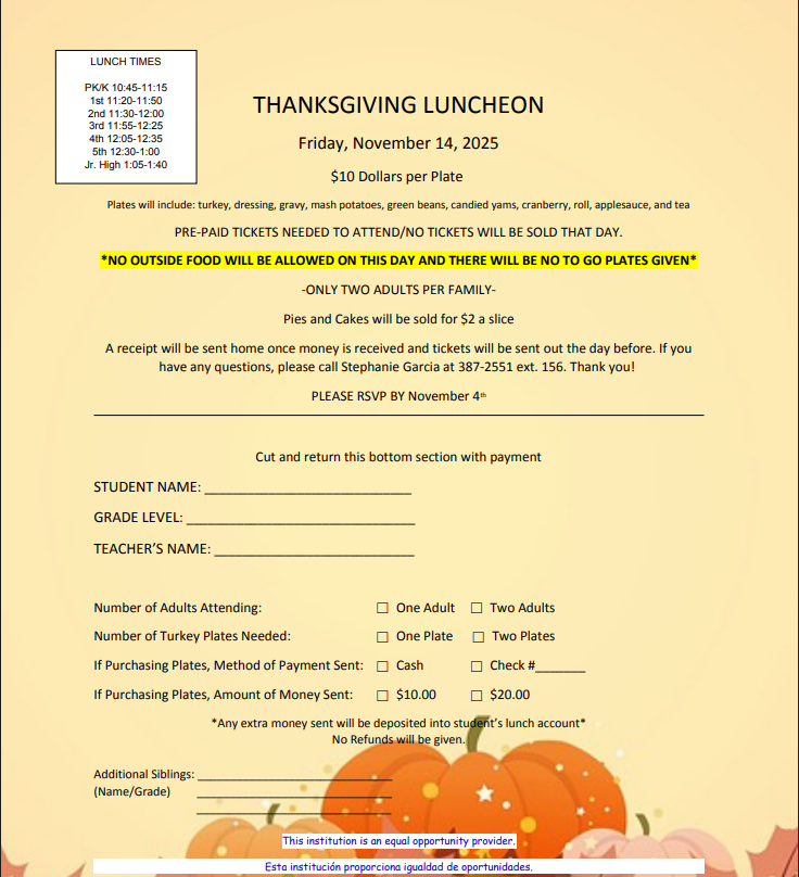 flyer for thanksgiving luncheon